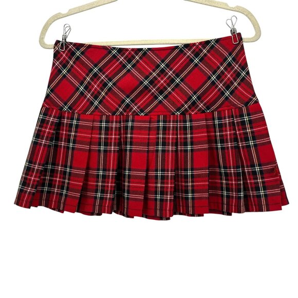 Royal Bones Dresses & Skirts - Vintage Royal Bones Daang Goodman Womens Small Skirt Mini Pleated Plaid Red